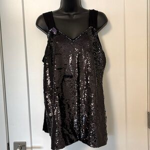 Penningtons sequin front tank top - purple - size 1X
